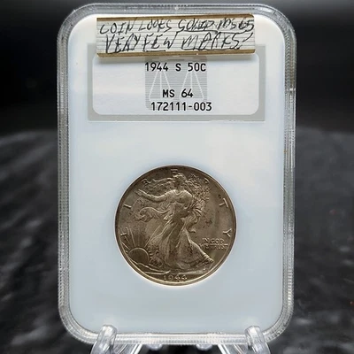 1944-S NGC MS 64 Walking Liberty Half Dollar Silver OGH Fatty Old Holder ✅ - Image 1 of 4
