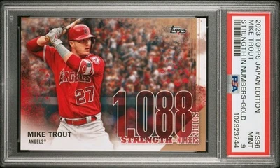 Mike Trout PSA 9 TOPPS 2023 JAPAN EDITION STRENGTH IN NUMBERS GOLD ANGELS # /25  - Image 1 of 2