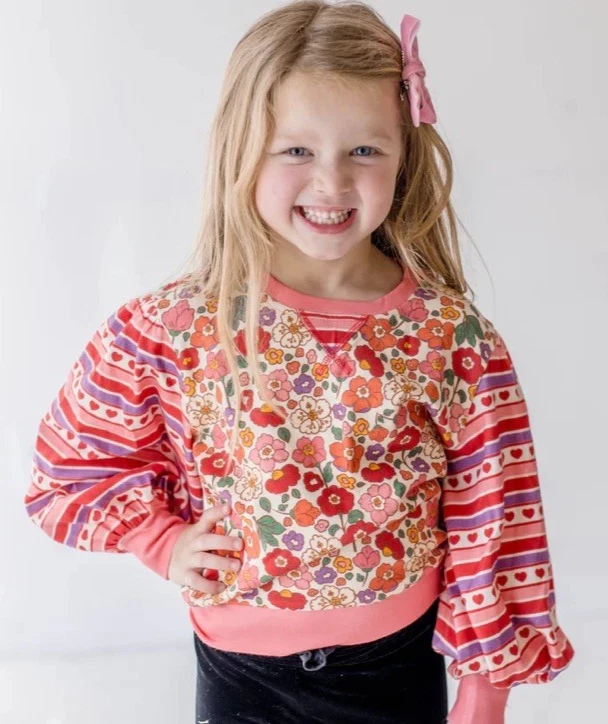 NWT Cheeky Plum Floral & Hearts Top Girl's Size 7 - Image 1 of 1