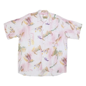 KUF Herren Hemd weiß & rosa abstrakter Druck XL Sommer Baumwollmischung Freizeit - Bild 1 von 6