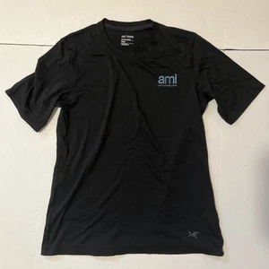 Arc'teryx Wool Blend Crew Neck T Shirt Women's Medium Black AMI Corporate Logo - Picture 1 of 10