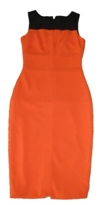 Celeb Boutique bright orange black neck feature back zip bodycon dress size XS - Image 1 of 4