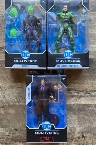 Lot Of 3 mcfarlane dc multiverse villian figures Penguin Blight Lex Luther Cover
