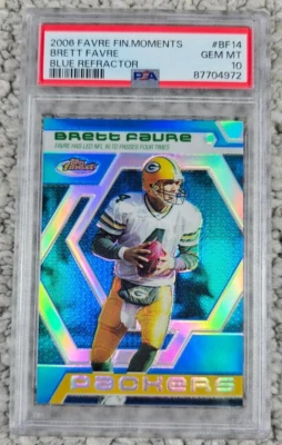 2006 Brett Favre Finest Moments Blue Refractor #BF14 PSA 10 Packers # /299 - Image 1 of 2