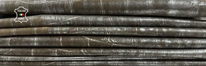 METALLIC SILVER DISTRESSED ON CROCODILE PRINT ON Lamb 5 skins 26sqf 0.5mm #C3835 - Picture 1 of 7