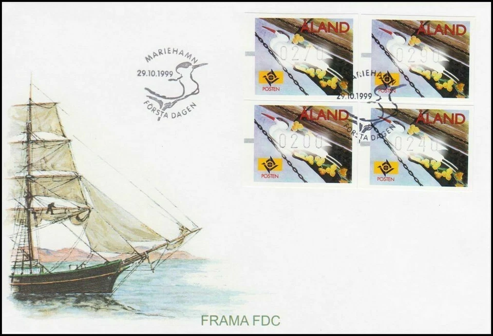 Juego de barcos Tarnan decoración de barco isla de Aland Finlandia frama cajero automático como nuevo FDC 1999 Foto 1 de 1