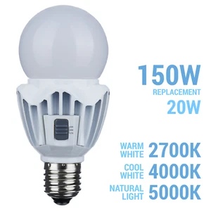 CCT LED HID 20W 150W A21 Medium E26 2700K 4000K 5000K Warm Cool White Natural - Picture 1 of 14