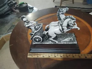 Vintage Pompei Roman Gladiator W/Chariot Marble Sculpture Statue - Picture 1 of 6