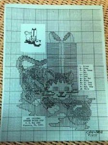 Cross Stitch Pattern-: Kitten w/Package and Ornament (Ann Originals) - Picture 1 of 1