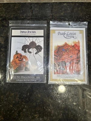 LOT of 2 HALLOWEEN THEMED PATTERN KITS ~ PUMPKIN & SPIDER and WEB PINCUSHION - Image 1 of 4