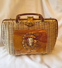 Vintage Wicker And Lucite Purse