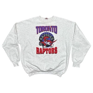 Vintage 90s Toronto Raptors 1994 Debut Logo Gray Fleece Sweatshirt Mens XL - Picture 1 of 9