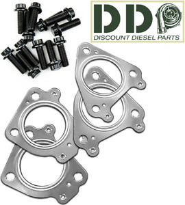 UPGRADED Exhaust Up Pipes Gasket Set & Bolts for 6.6L Duramax Chevy GMC 01-16