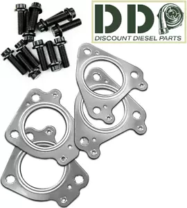 UPGRADED Exhaust Up Pipes Gasket Set & Bolts for 6.6L Duramax Chevy GMC 01-16 - Foto 1 di 2