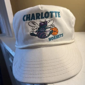 VTG 90s Eagle Ridge NBA Charlotte Hornets Hat Snapback Cream - Picture 1 of 5