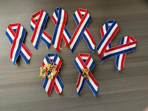 Guardian Angel Brooch Ribbon Red White and Blue Jewelry Ribbon Push Pins USA - Picture 1 of 4