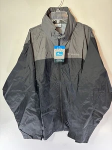 Columbia Glennaker Lake Rain Jacket Mens L Large Gray Black Packable Lightweight - Picture 1 of 11