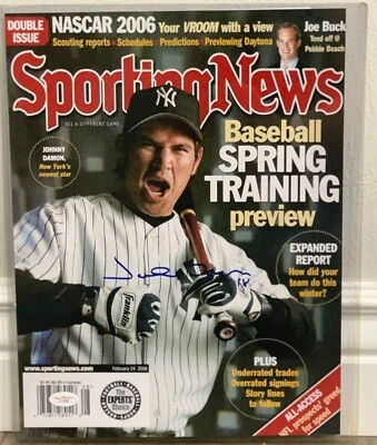Johnny Damon Signed 11x14 Sporting News 2/24/06, JSA - Image 1 of 3