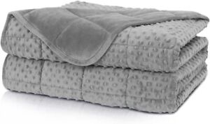 Huloo Sleep Weighted Blanket Twin 15lbs for Adult(48"×78",Gray) Breathable Soft