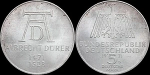 Alemania 1971 5 marcos - Alberto Durero - km # 129 - Imagen 1 de 3