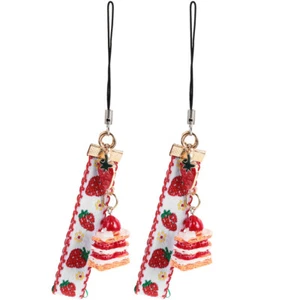 2 Pcs Strawberry Bell Keychain Girl Phone Case Charm Mobile Decoration - Zdjęcie 1 z 12