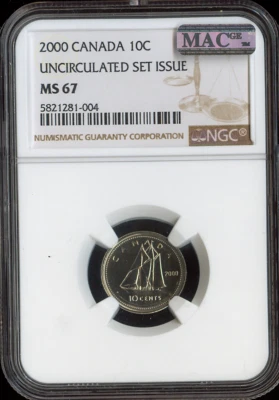 2000 Canada 10 Cents 10C NGC MS67 MAC  - Quality - Image 1 of 2