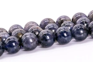 7MM Genuine Natural Blue Purple Iolite Beads Grade A+ Round Gemstone Loose Beads - Picture 1 of 4