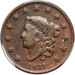 1831 N-12 R-1 PCGS VF 35 Lg Letters Matron or Coronet Head Large Cent Coin 1c - Picture 1 of 3