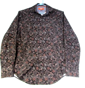 Tallia Sport Paisley Print Button Up Long Sleeve Shirt Color Brown Black Sz. S - Picture 1 of 6