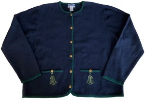 Cárdigan suéter vintage Pendleton para mujer XL alto verde marino 100 % lana merino - Imagen 1 de 11