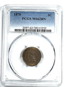 1870 Indian Cent : NGC MS62BN - Picture 1 of 4