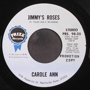 CAROLE ANN: jimmy's roses / paper airplane PRIZE 7" Single 45 RPM - Picture 1 of 2