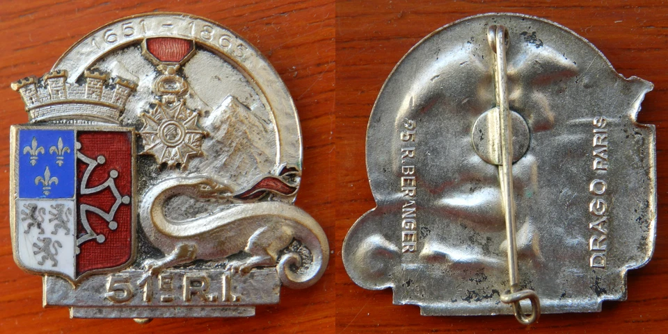 51° RI RÉGIMENT D’INFANTERIE, LANGUEDOC, ARGENTÉ - DRAGO BÉRANGER - Photo 1/1