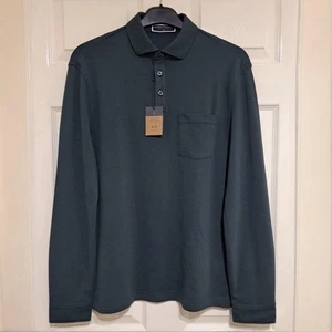 CHARLES TYRWHITT - Mercerized Cotton LONG SLEEVE POLO SHIRT DARK GREEN - 2XL NEW - Picture 1 of 5