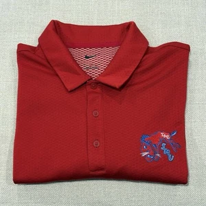 Nike SMU Mustangs DriFit SAE Fraternity Polo Shirt Sewn Logo Medium M Red - Picture 1 of 10