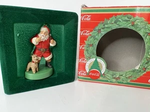 Vintage Coca Cola Trim A Tree Ornament Santa Clause w/ Dog 1986 VGC - Picture 1 of 17
