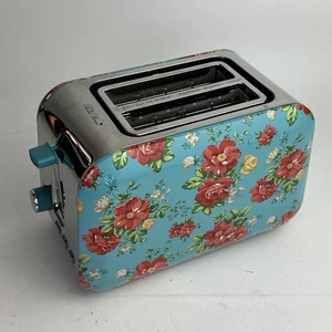 The Pioneer Woman Toaster 2 Slice Floral Blue With Red & White Flowers - Picture 1 of 11