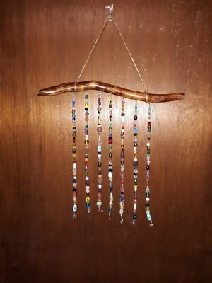 Cuentas de vidrio hechas a mano madera a la deriva atrapasol/campanas de viento-decoración de ventana Boho-envío gratuito Foto 1 de 4