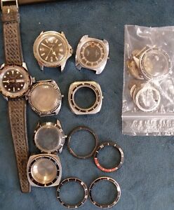 Dive Diver Style Watch Parts Lot Baylor Remiz Berne swank vintage Cases Bezels