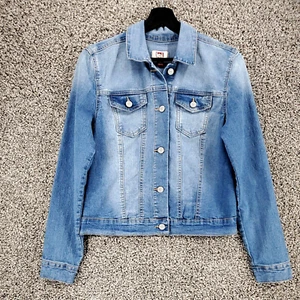 L.E.I. Denim Jacket Blue Jean Long Sleeve Front Pockets Casual Girls Size M - Picture 1 of 12