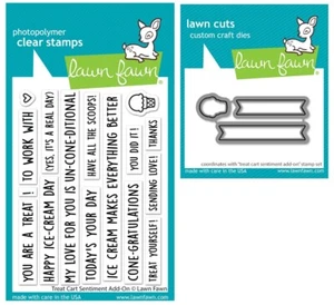 Lawn Fawn TREAT CART SENTIMENT ADD-ON Clear Stamps and Die Set LF3413 and LF3414 - Picture 1 of 1