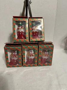 NEW-VINTAGE Christmas Glass Ornaments (light Cover) Hand Painted Stocking X5 NOS - Picture 1 of 7