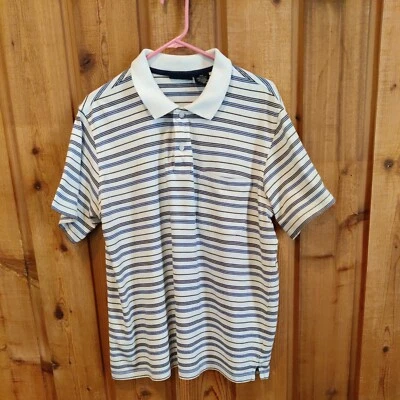 Пуританская мужская рубашка-поло с коротким рукавом размер большой 42-44 грудь синие белые полосы - Изображение 1 из 4