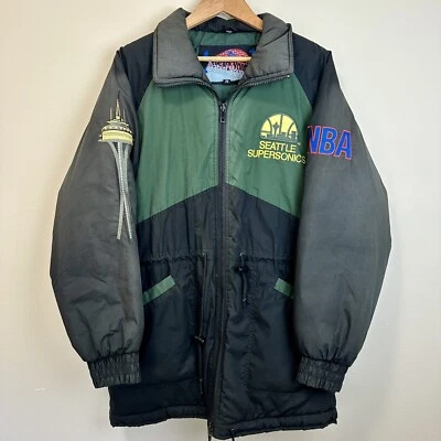 Vintage Seattle SuperSonics Puffer Jacket Coat M/L Space Needle Daniel Young  - Image 1 of 4