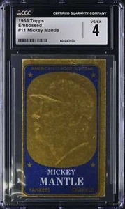 1965 TOPPS EMBOSSED #11 MICKEY MANTLE CGC 4 VG/EX YANKEES 2987 - Picture 1 of 2