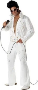 Rock Legend White Jumpsuit Elvis Star Fancy Dress Up Halloween Adult Costume - Picture 1 of 3