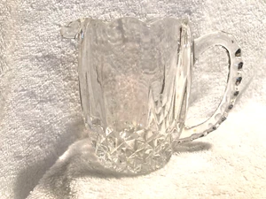 J.G. Durand Lead Crystal Triangles & Squares Creamer 3 3/4" T x 2 3/4" W Clear - Picture 1 of 6