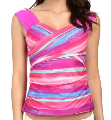 Camiseta de natación Tankini fruncida Athena rosa púrpura amanecer talla 14 $69 Foto 1 de 3