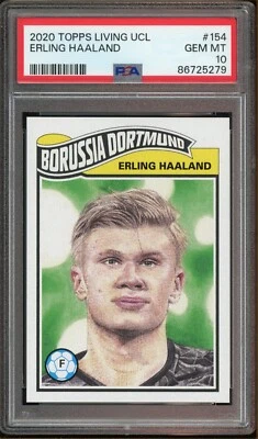 2020 Topps Living Set UCL Erling Haaland Rookie PSA 10 GEM MINT | #154 BVB - Image 1 of 2