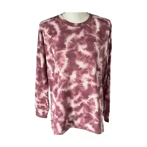 IDEOLOGY Womens Size S Violet Tie Dye Print French Terry Pullover Top Log Sleeve - Picture 1 of 7